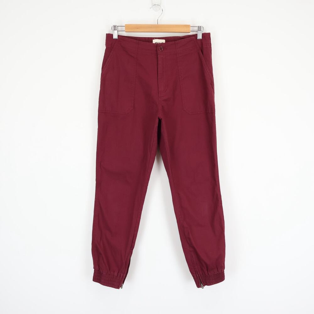 Pact Woven Twill Utility Jogger Maroon Burgundy Size Medium